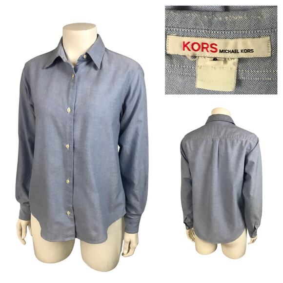 Vintage Michael Kors Blue Chambray Style Button up Shirt / Small - Picture 3 of 4